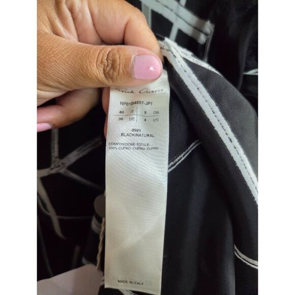 NWT Rick Ownens "The Bubble Dress" Black/White Geometric Print Cupro Dress sz 40 - Picture 8 of 14